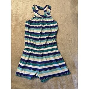 New Nautica Romper LG 12/14 Girls Striped shorts sleeveless